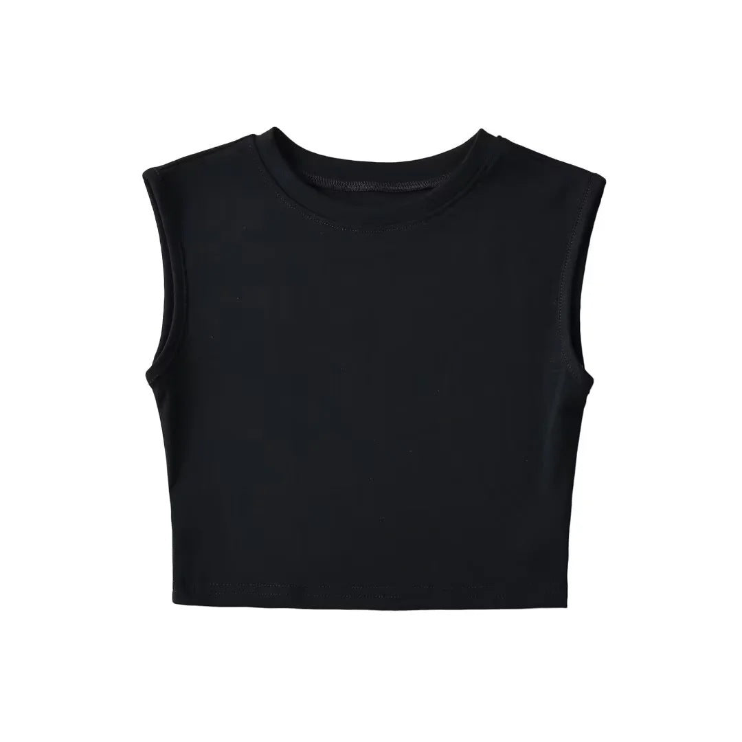 Women's Slim Crew Neck Tank Top | Spandex, 6 Colors - Khaki
