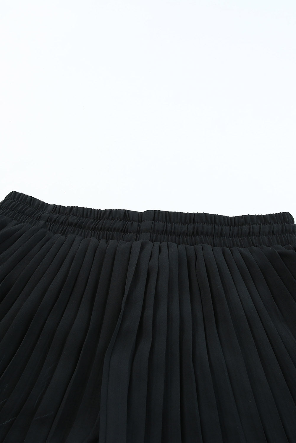 Women's Black Pleated Drawstring Shorts | Flowy Summer Shorts