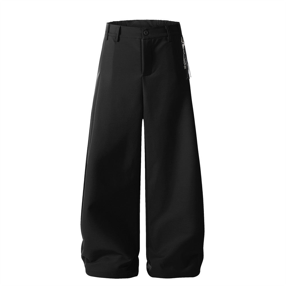Women's Straight Wide Leg Pants | Polyester, Gray or Black