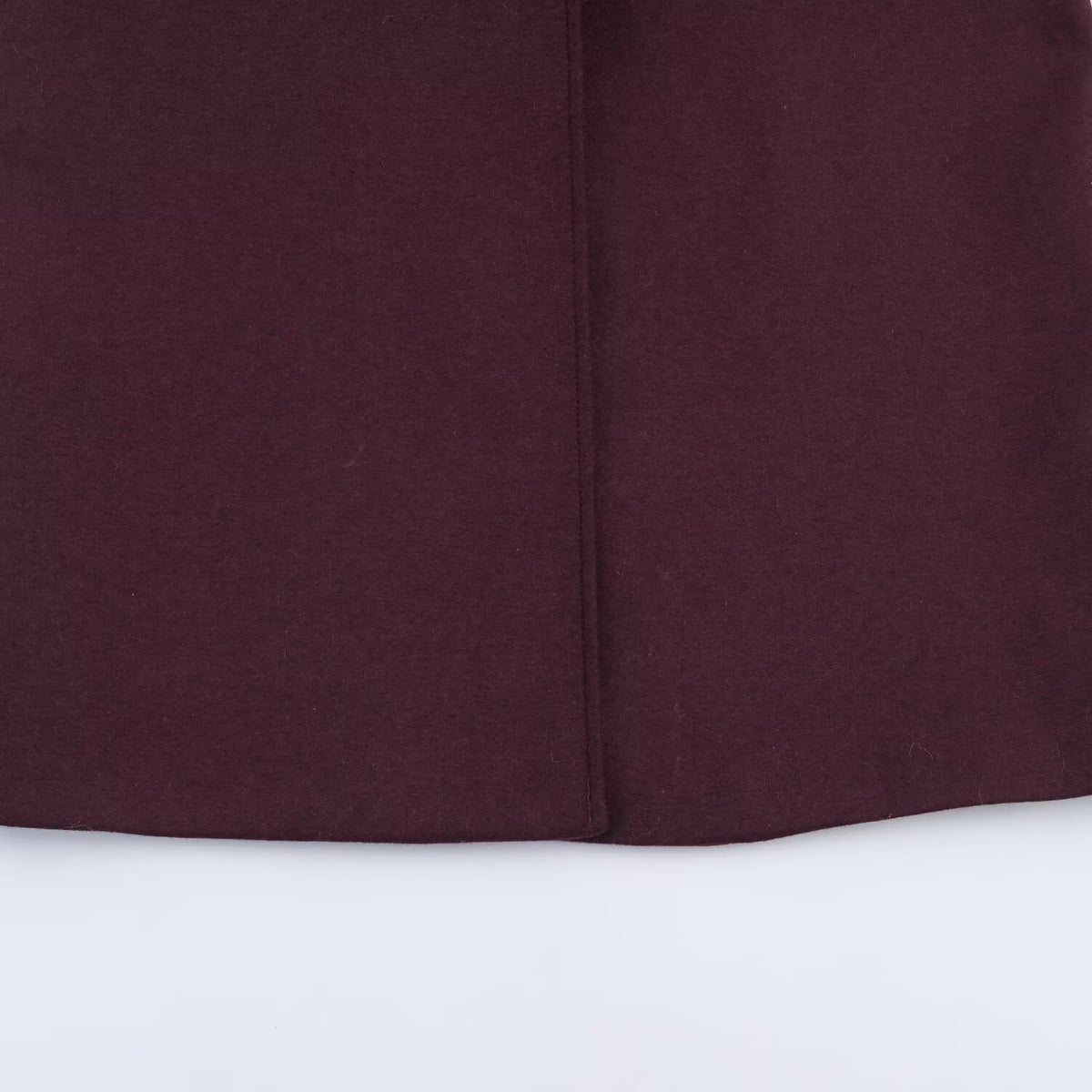 Women's Oversized Long Coat | Single-Breasted, Flip Collar, Burgundy