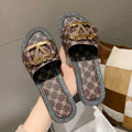 Women's Flat Flip Flop Sandals | Metal Letter Detail, 3 Colors