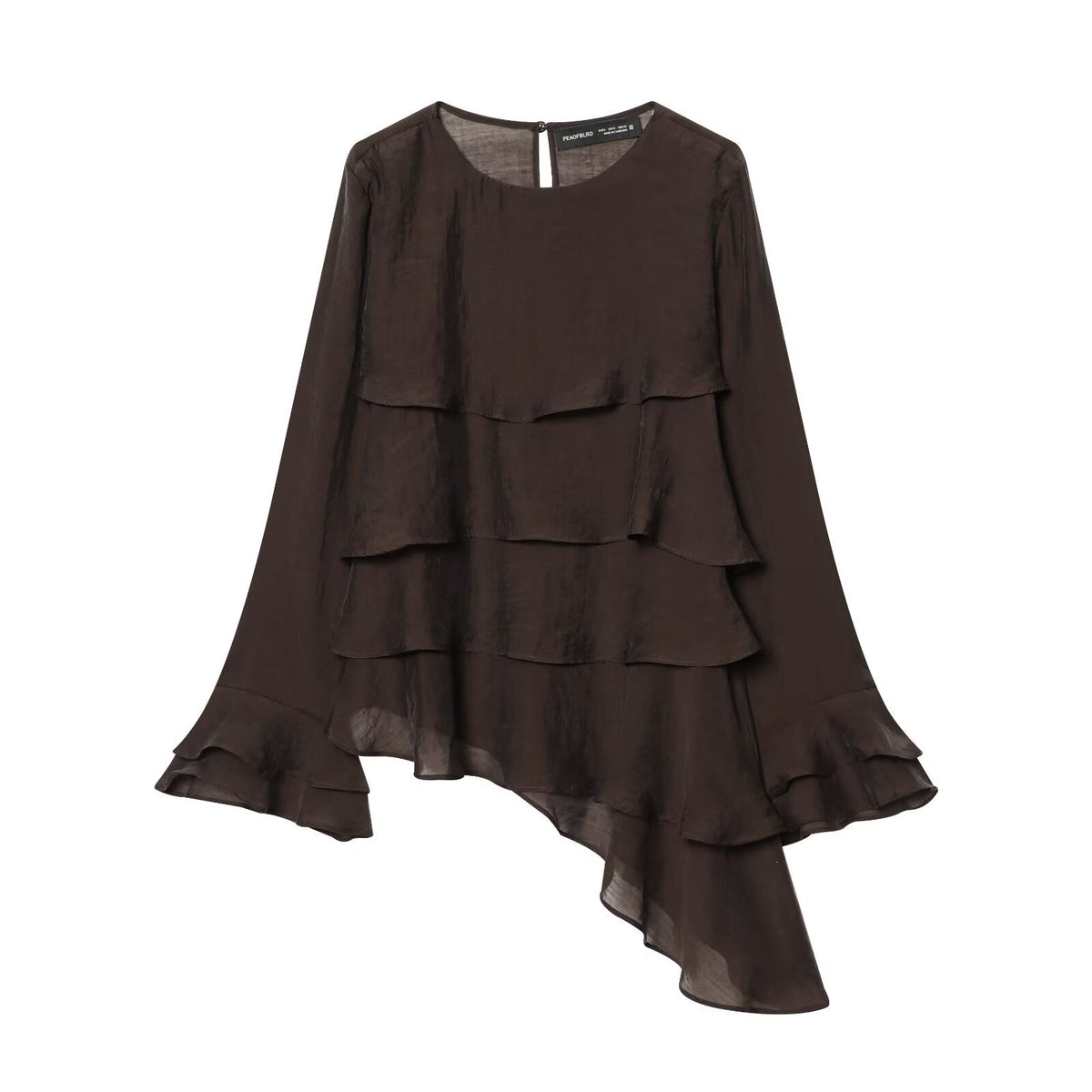Women's Asymmetric Layered Long-Sleeve Top | Pink & Brown