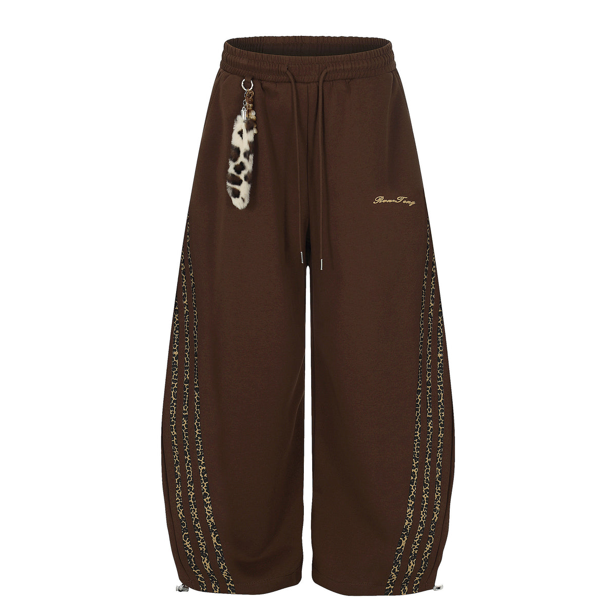 Women's Leopard Print Patchwork Cargo Pants | Cotton, Mid-Rise