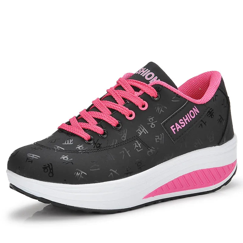 Women's Lace-Up Rocker Sole Sneakers | Round Toe, 5 Colors