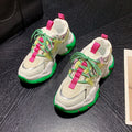Women's Mesh Chunky Platform Sneakers | Lace-Up, Green or Pink