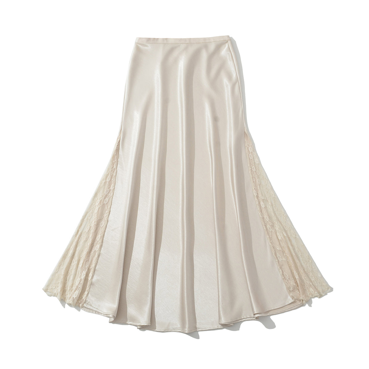 Women's Satin Maxi Skirt | Black & Apricot