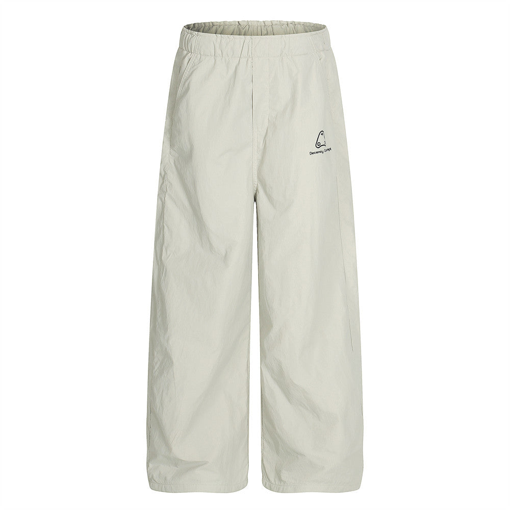 Women's Nylon Wide Leg Pants | Elastic Drawstring Waist, 2 Colors