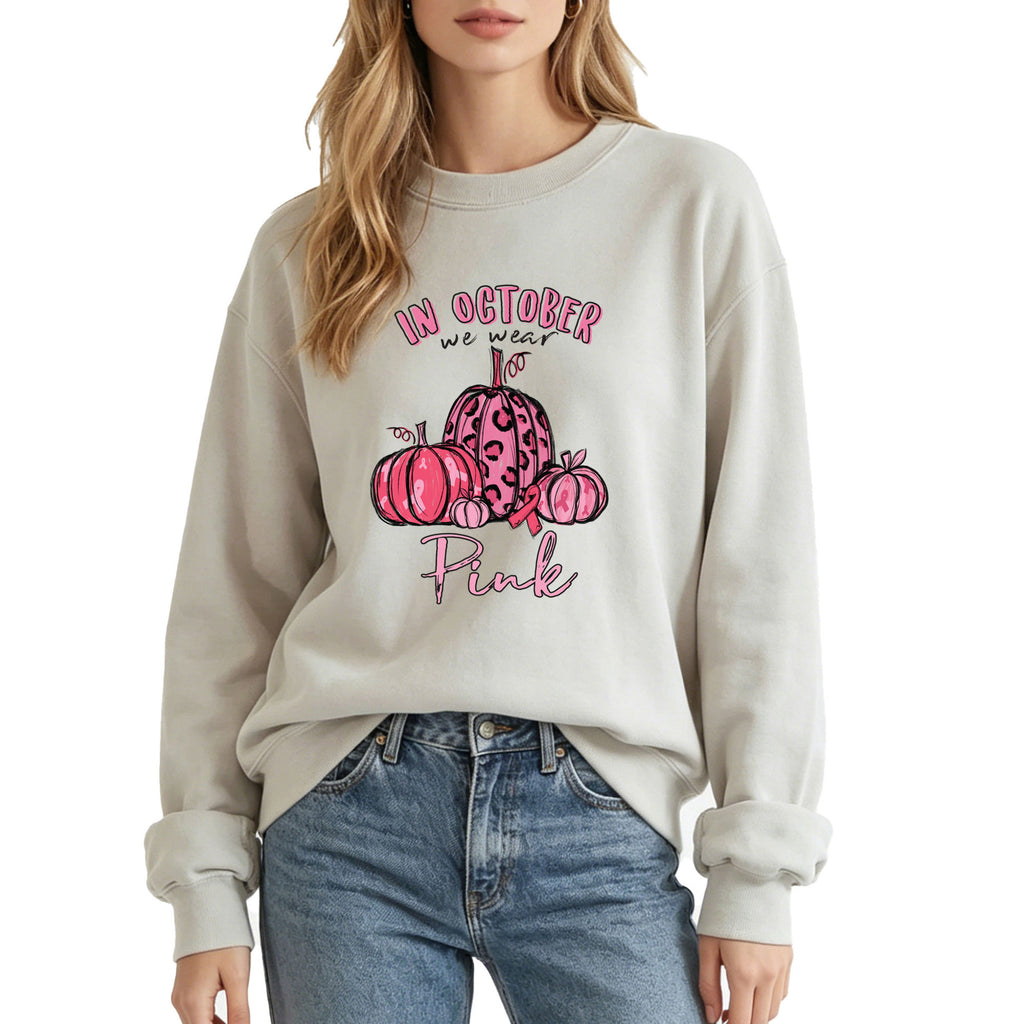 Printed Crew-Neck Hoodie | Street Style - Grey