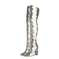 Women's Snake Print Over-the-Knee Boots | 11cm Thick Heel