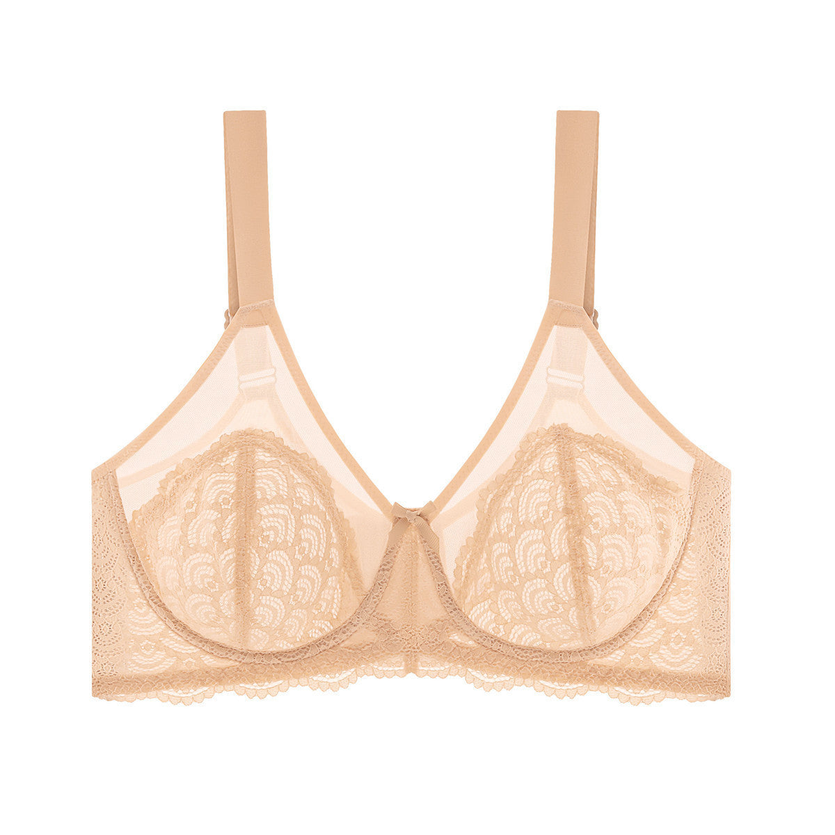 Women's Floral Lace Mesh Bra | Hook & Eye Closure, 4 Colors - Yellow
