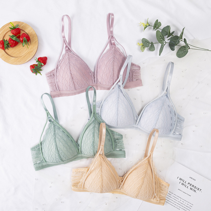 Women's Floral Lace Deep V Bralette | Wire-Free Push-Up, 8 Colors