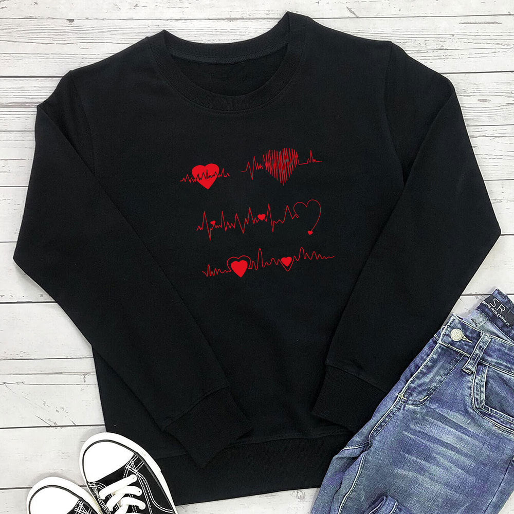 Women's Printed Round Neck Sweatshirt | Cotton, 6 Colors