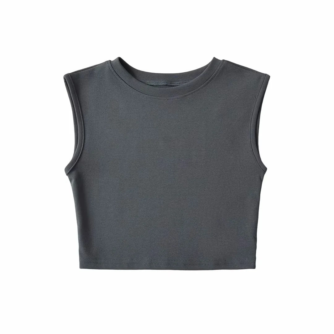Women's Slim Crew Neck Tank Top | Spandex, 6 Colors - White