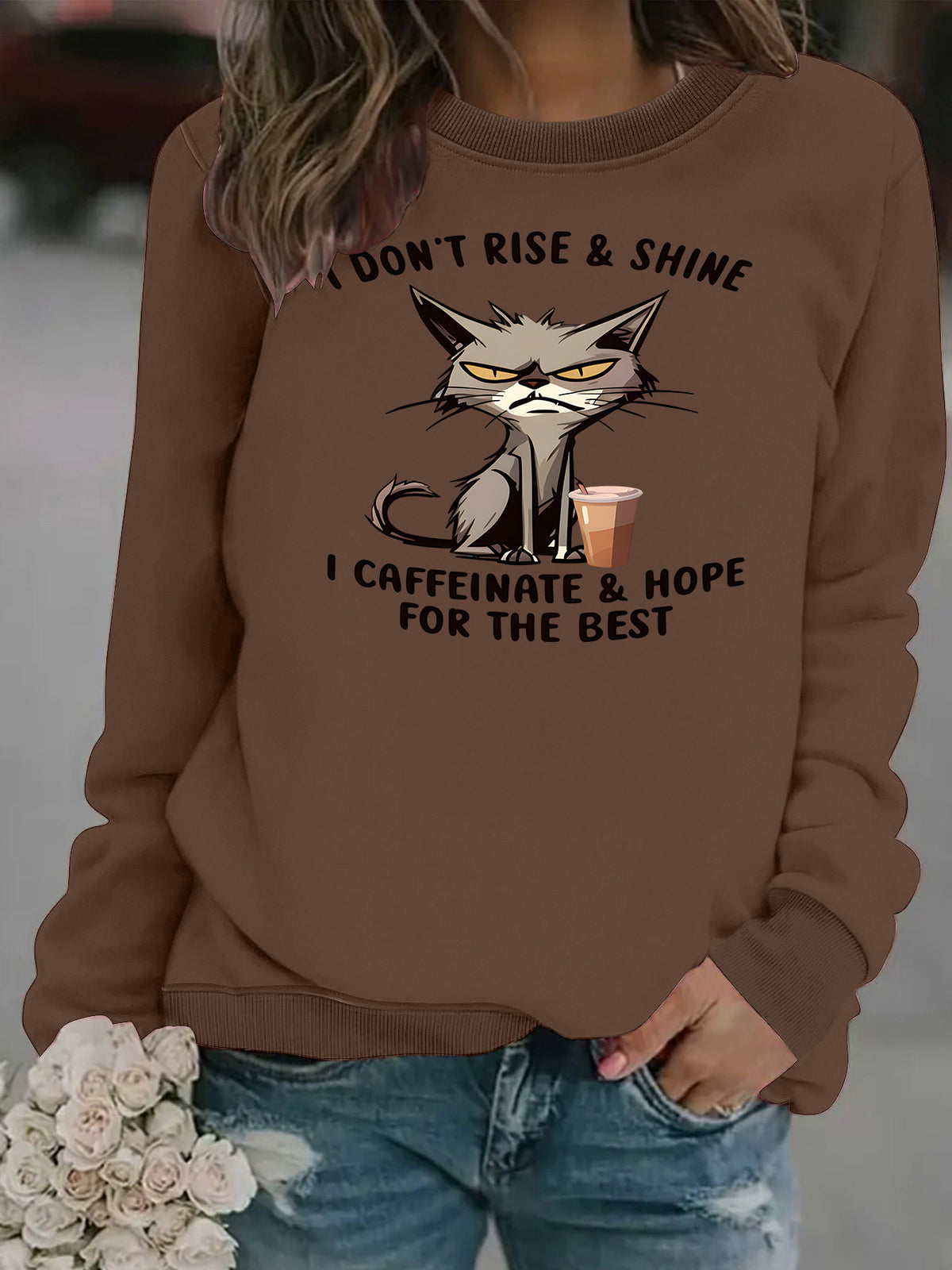 Loose Round-Neck Long-Sleeve Hoodie | 7 Colors - Black
