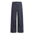 Women's Dark Blue Wide Leg Jeans | Washed Cotton Denim