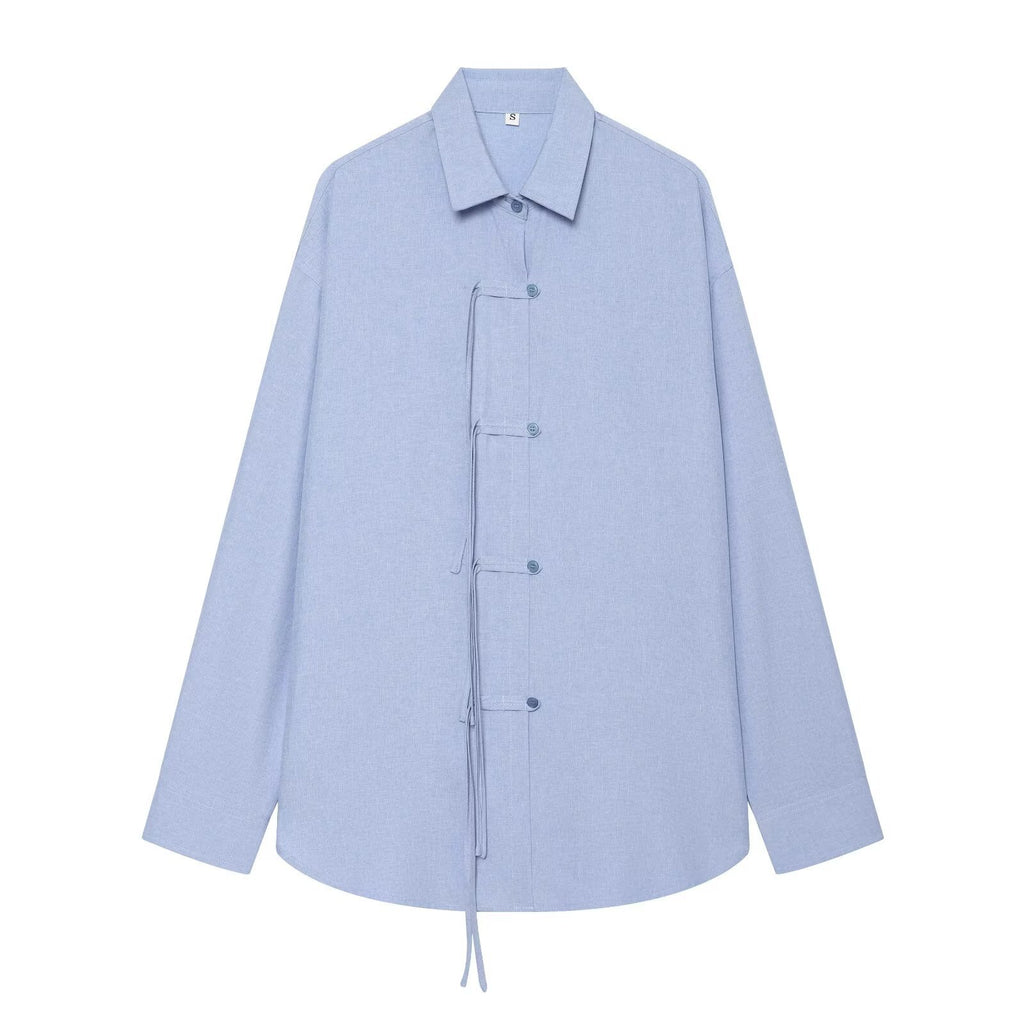 Women's Linen Button-Front Shirt | Long Sleeve, Light Blue