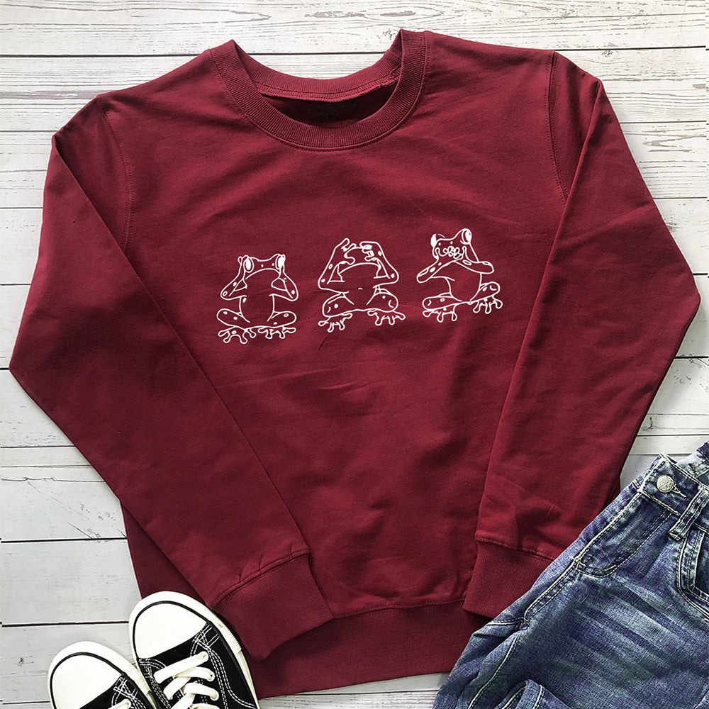 Women's Print Crew Neck Sweatshirt | Cotton, 8 Colors