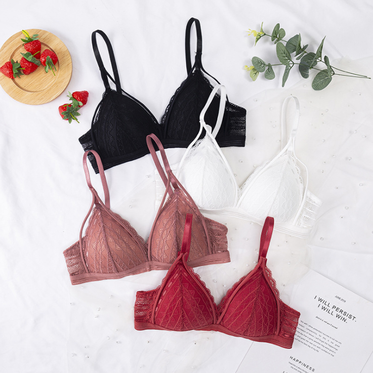 Women's Floral Lace Deep V Bralette | Wire-Free Push-Up, 8 Colors