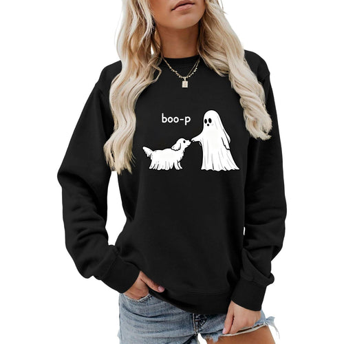 Boo Print Graphic Hoodie | Cotton Blend Street Style