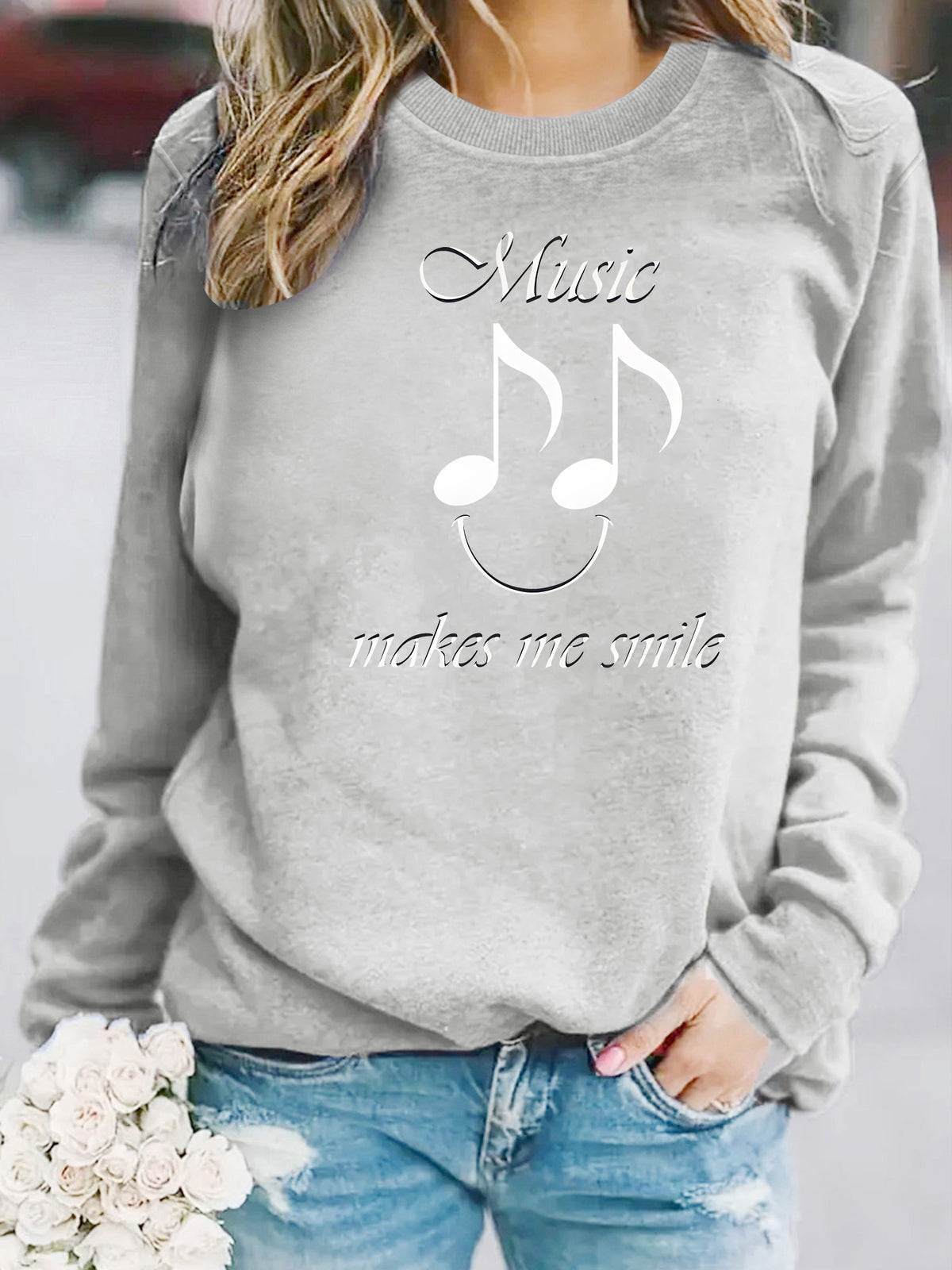 Women's Printed Fleece Hoodie | Round Neck, Loose Fit, 7 Colors - Pink