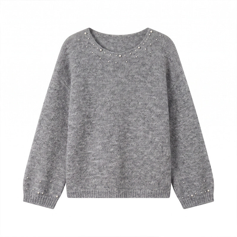Women's Round Neck Pullover Sweater | Loose Fit, One Size