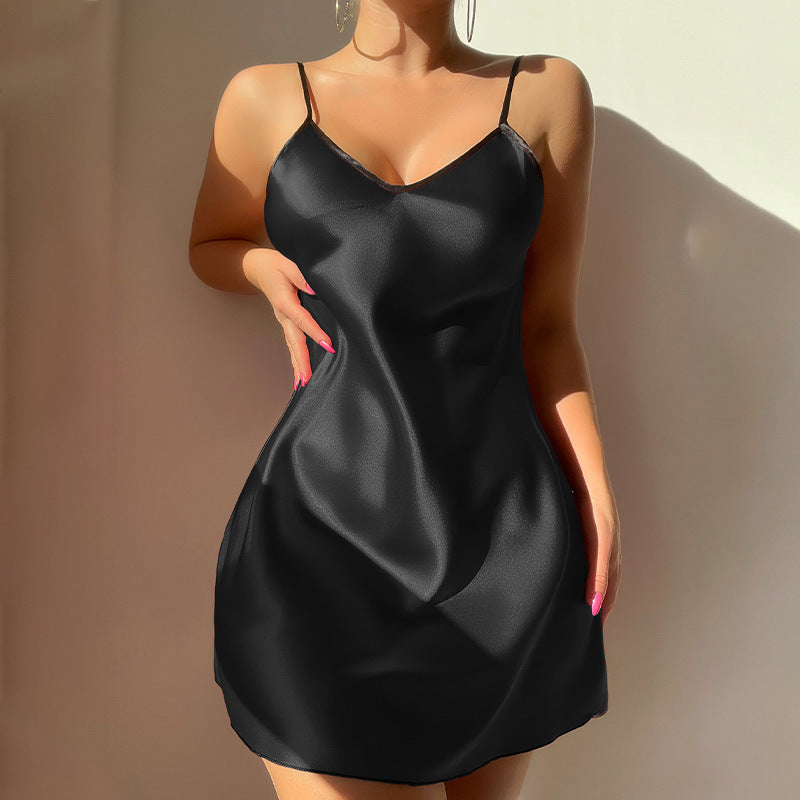 Women's Imitation Silk Strapless Home Dress | Short, 4 Colors