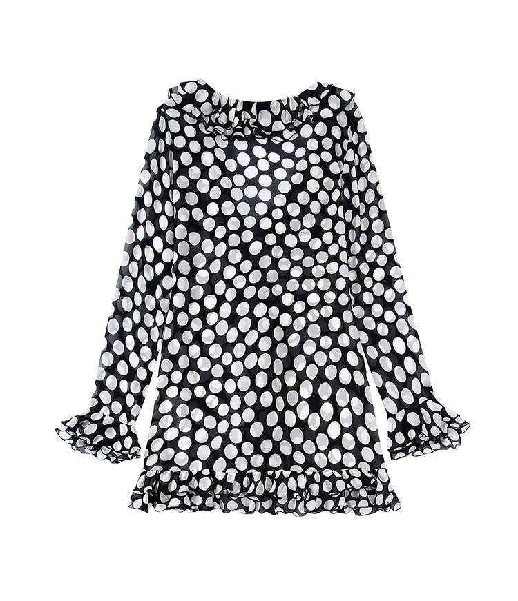 Women's Polka Dot Layered Blouse | Cotton, Long Sleeve, Loose Fit