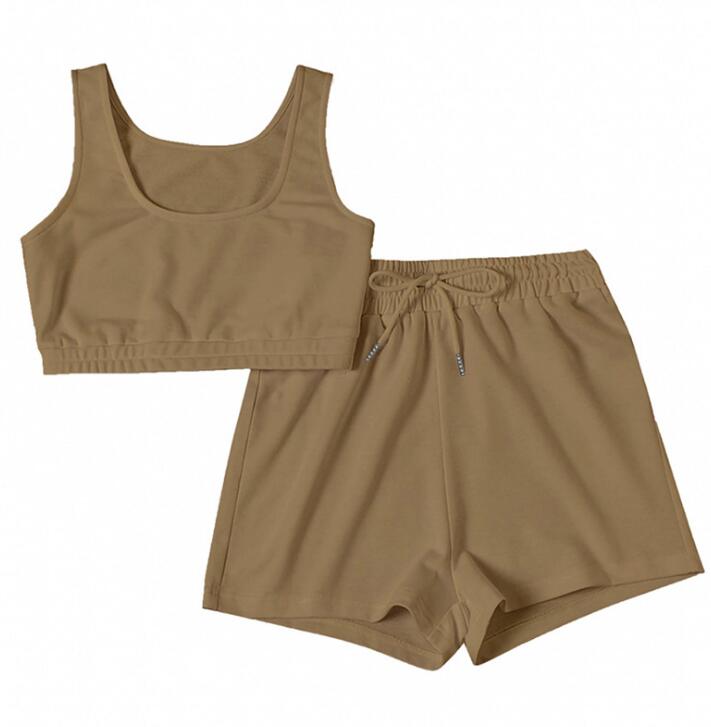 Women's Crop Top & Drawstring Shorts Set | Two-Piece Athleisure Outfit