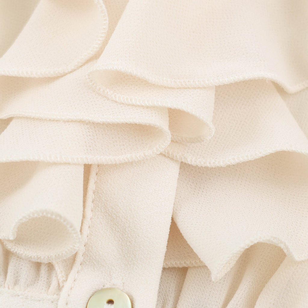 Women's & Men's Apricot V-Neck Shirt | Layered Folded Waist