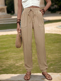 Women's Textured High Waist Joggers | Drawstring, Pockets, 5 Colors