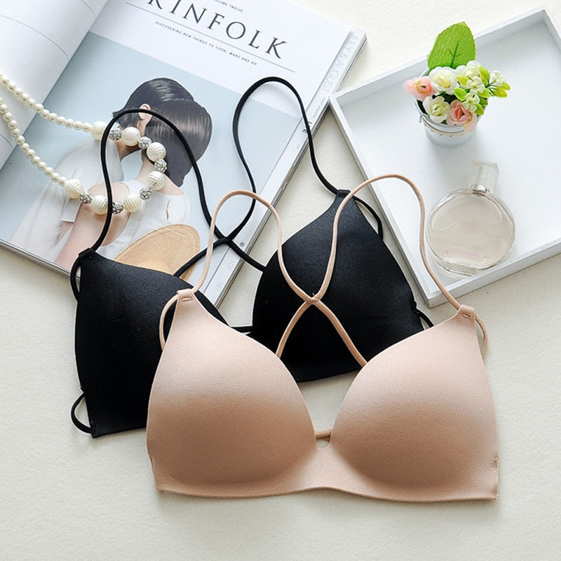Women's Seamless Hollow-Out Bralette | Wireless Nylon, One Size