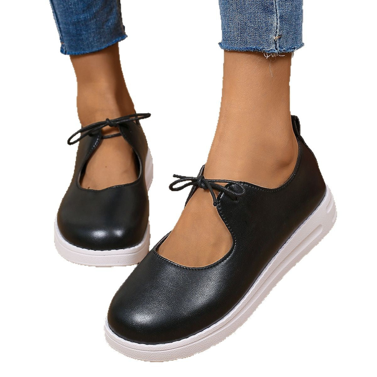 Round-Toe Front-Strap Casual Shoes for Women | Brown & Black