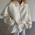 Women's Cropped Zip Jacket | Turn-Down Collar, Apricot