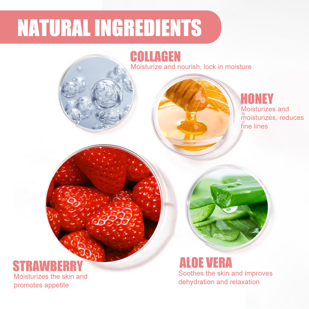 Strawberry Overnight Lip Mask | Honey & Collagen Lip Balm