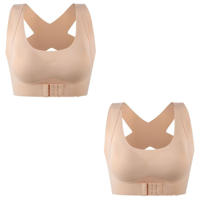 Women's Front-Closure Cross-Back Bralette | Wireless Push-Up Bra, 1 or 2 Pack - Black