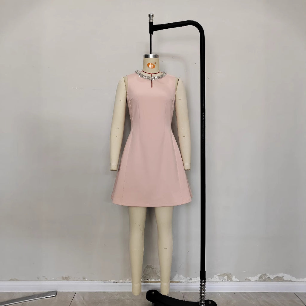Women's Square Neck Sleeveless Mini Dress | Pink