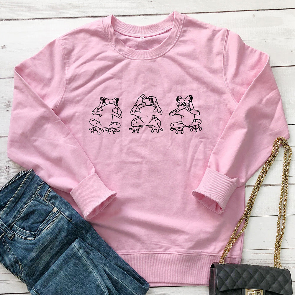 Women's Print Crew Neck Sweatshirt | Cotton, 8 Colors