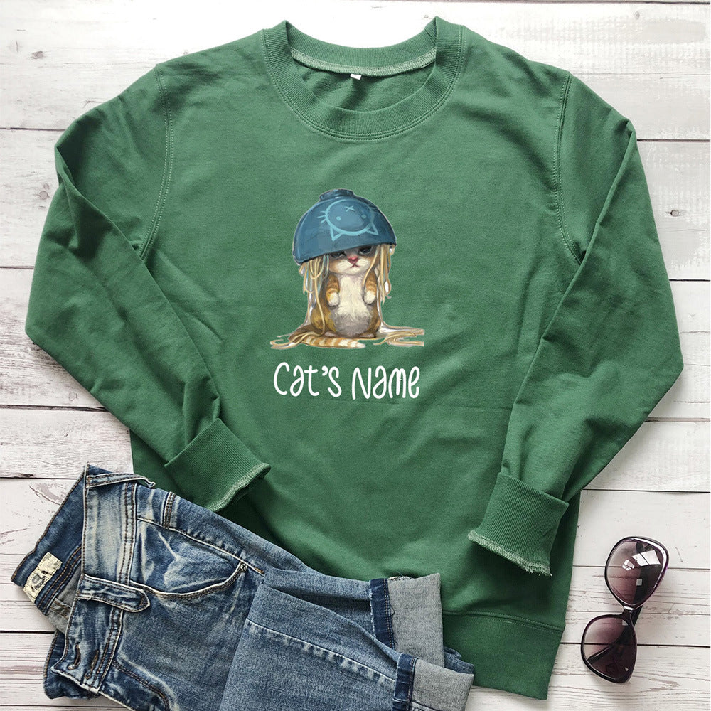 Cat Noodle Graphic Hoodie for Women | Cotton, Loose Fit