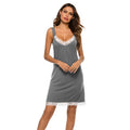 Women's Lace Trim Modal Sleep Dress | Sleeveless, 5 Colors - Black Print