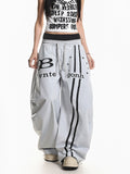 Waistband Paratrooper Cargo Pants for Women - Gray