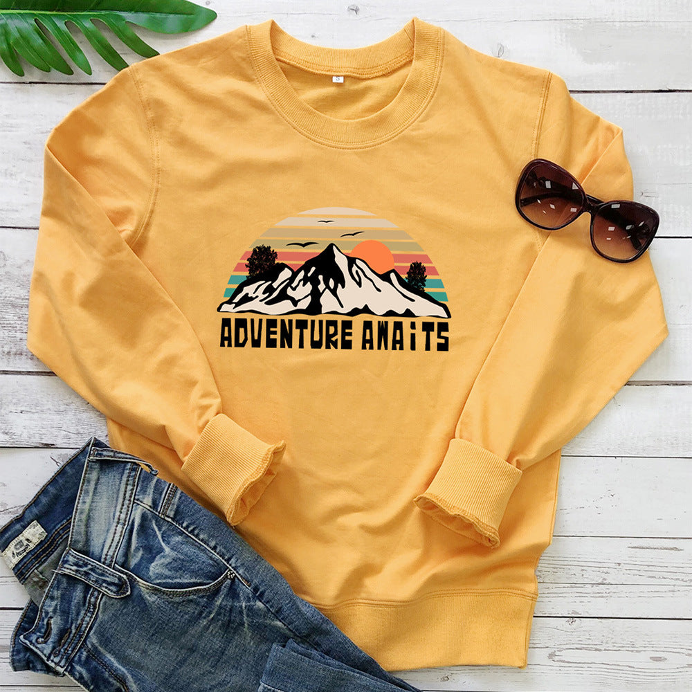 "Adventure Awaits" Graphic Hoodie for Women | Cotton, Loose Fit