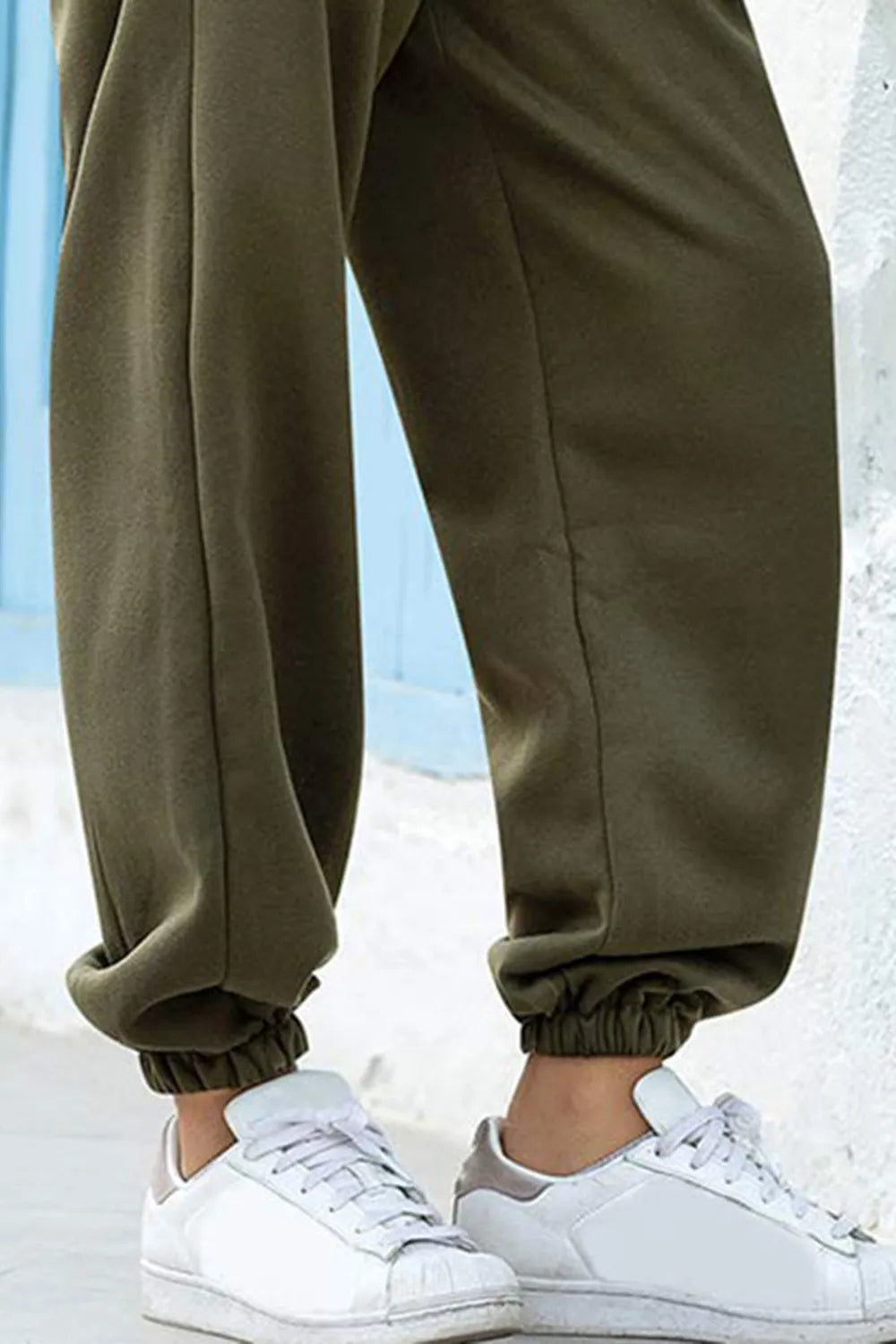 Women's High-Waist Drawstring Joggers | Pockets, Navy/Olive/Pink - Olive