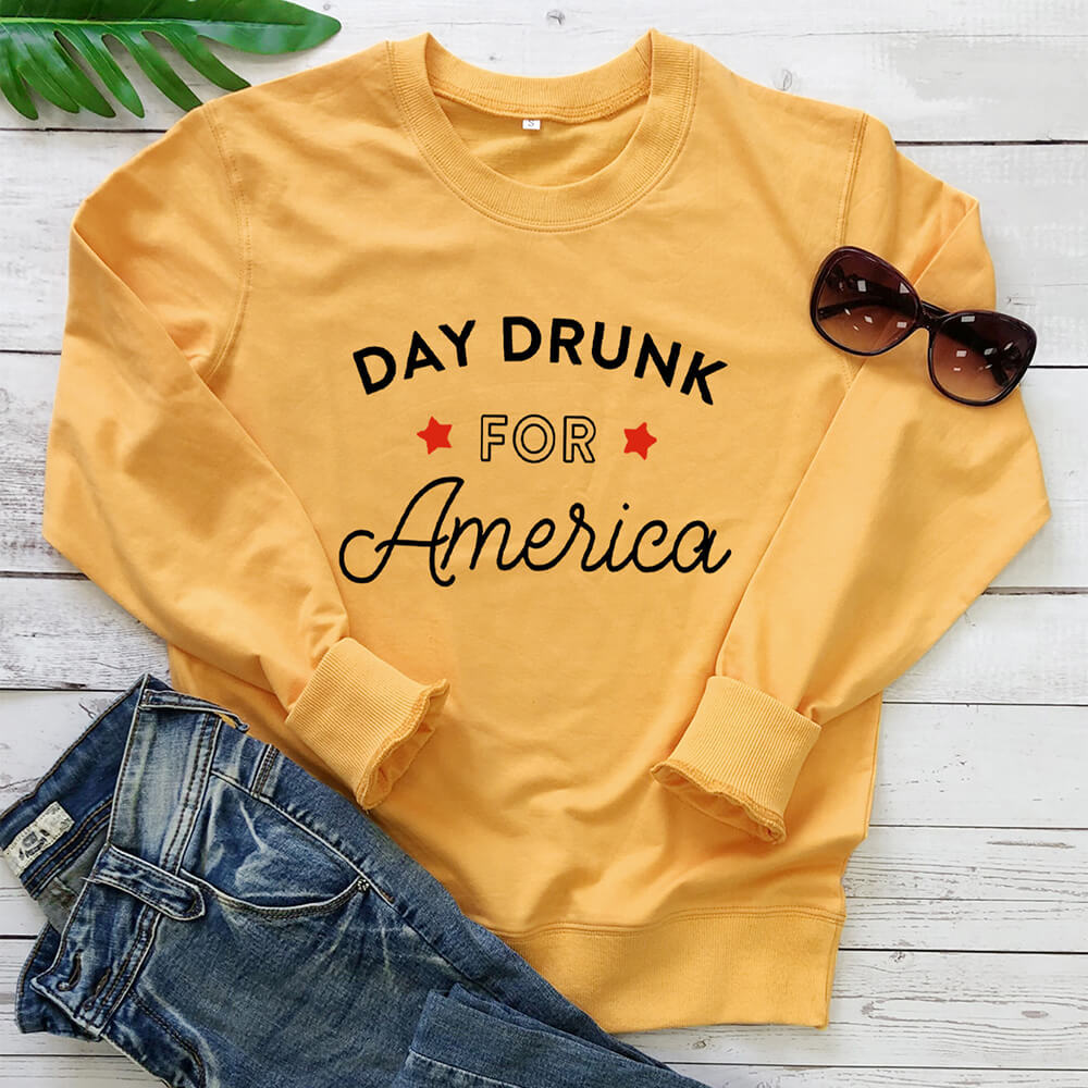 Women's Day Drunk for America Print Hoodie | Cotton, 8 Colors