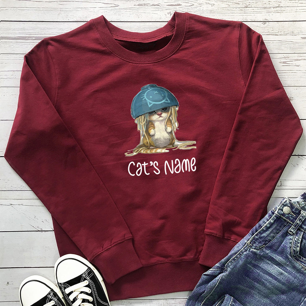 Cat Noodle Graphic Hoodie for Women | Cotton, Loose Fit