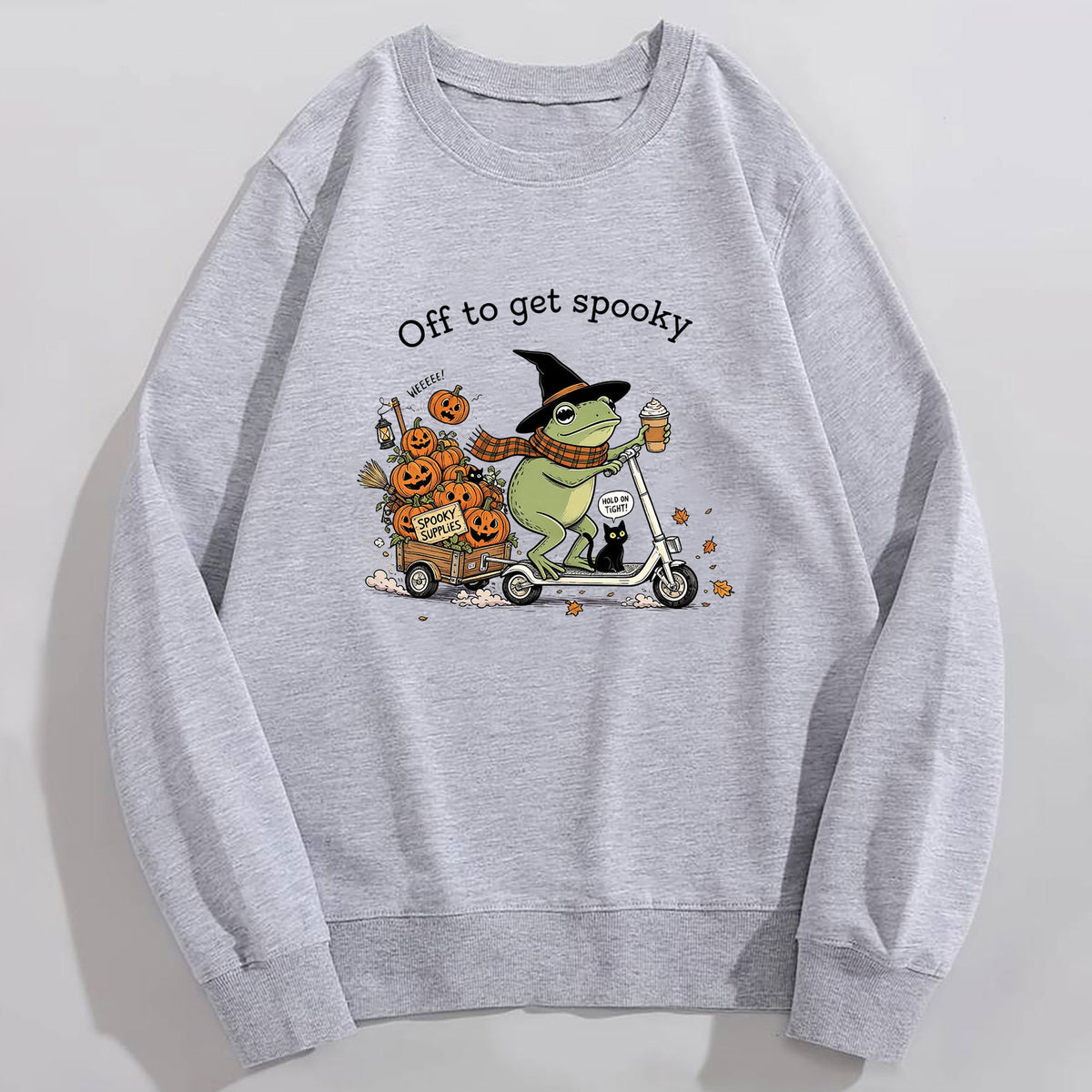 "Off to Get Spooky" Graphic Hoodie | Cotton Blend - Black