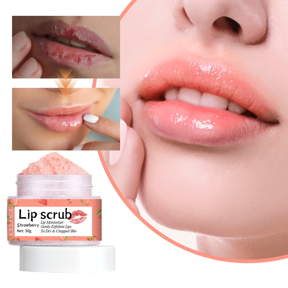 Strawberry Lip Scrub | Vitamin E Exfoliating Lip Care
