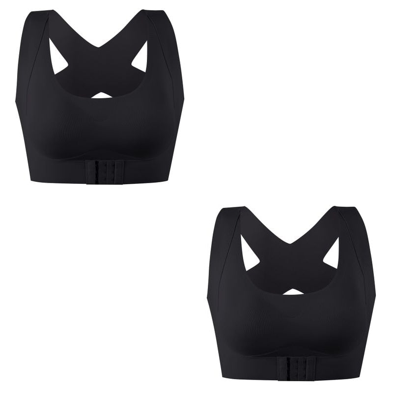 Women's Front-Closure Cross-Back Bralette | Wireless Push-Up Bra, 1 or 2 Pack - Skin