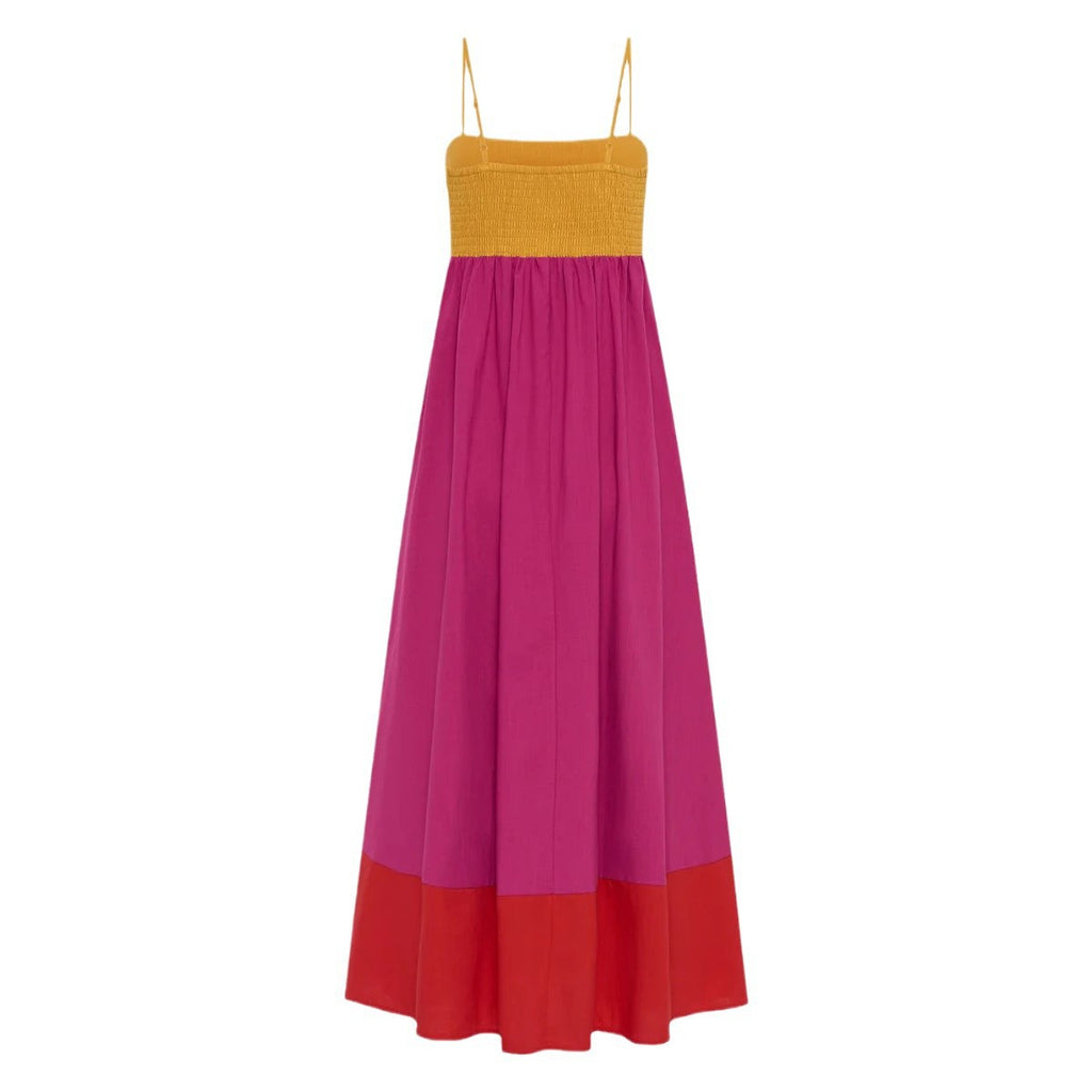 Women's Floral One-Shoulder Midi Dress | High Waist, Sleeveless