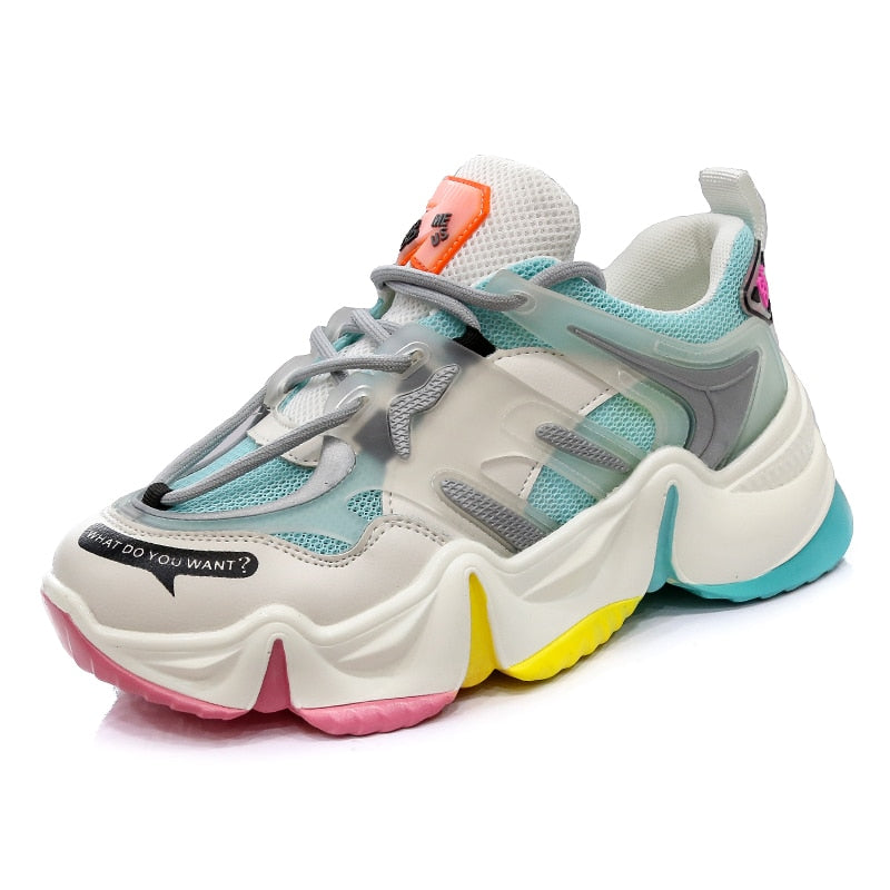 Women's Rainbow Chunky Platform Sneakers | Breathable Casual Shoes
