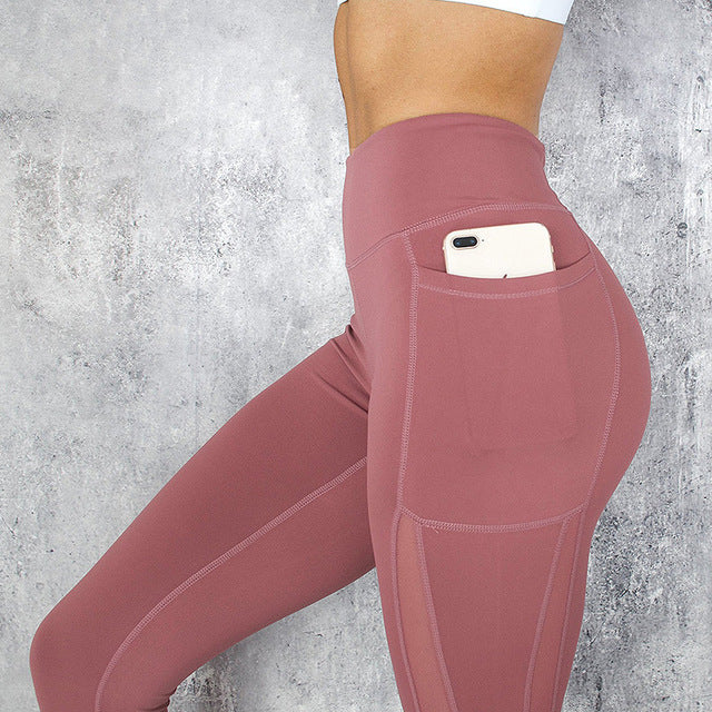 Women's High Waist Mesh Yoga Leggings | Pockets, 3 Colors